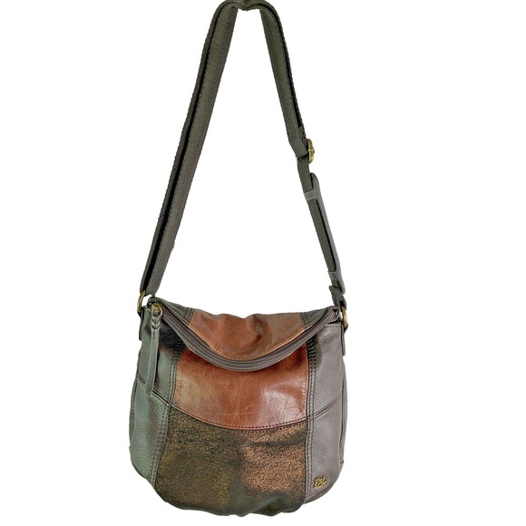 The Sak Handbags - The Sak Deanna Leather Metallic Brown Hobo Boho Patchwork Shoulder Bag Purse